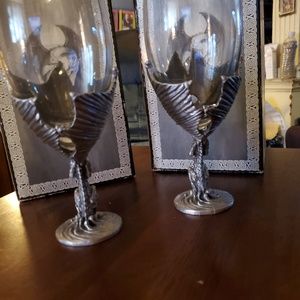 Myths and Legends pewter and glass wine goblets
